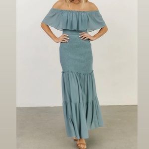 Baltic Born - Amalfi Smocked Maxi Dress | Blue | Large (fits Medium/ Large)